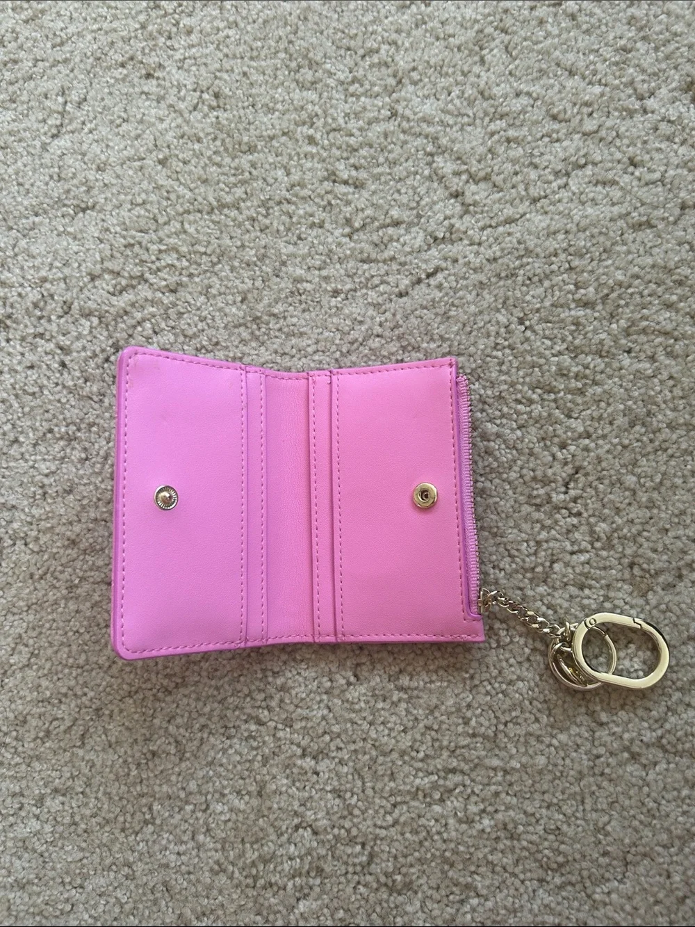 PINK Victoria's Secret Embossed Pink Zip Key & Card Holder with Gold Hardware